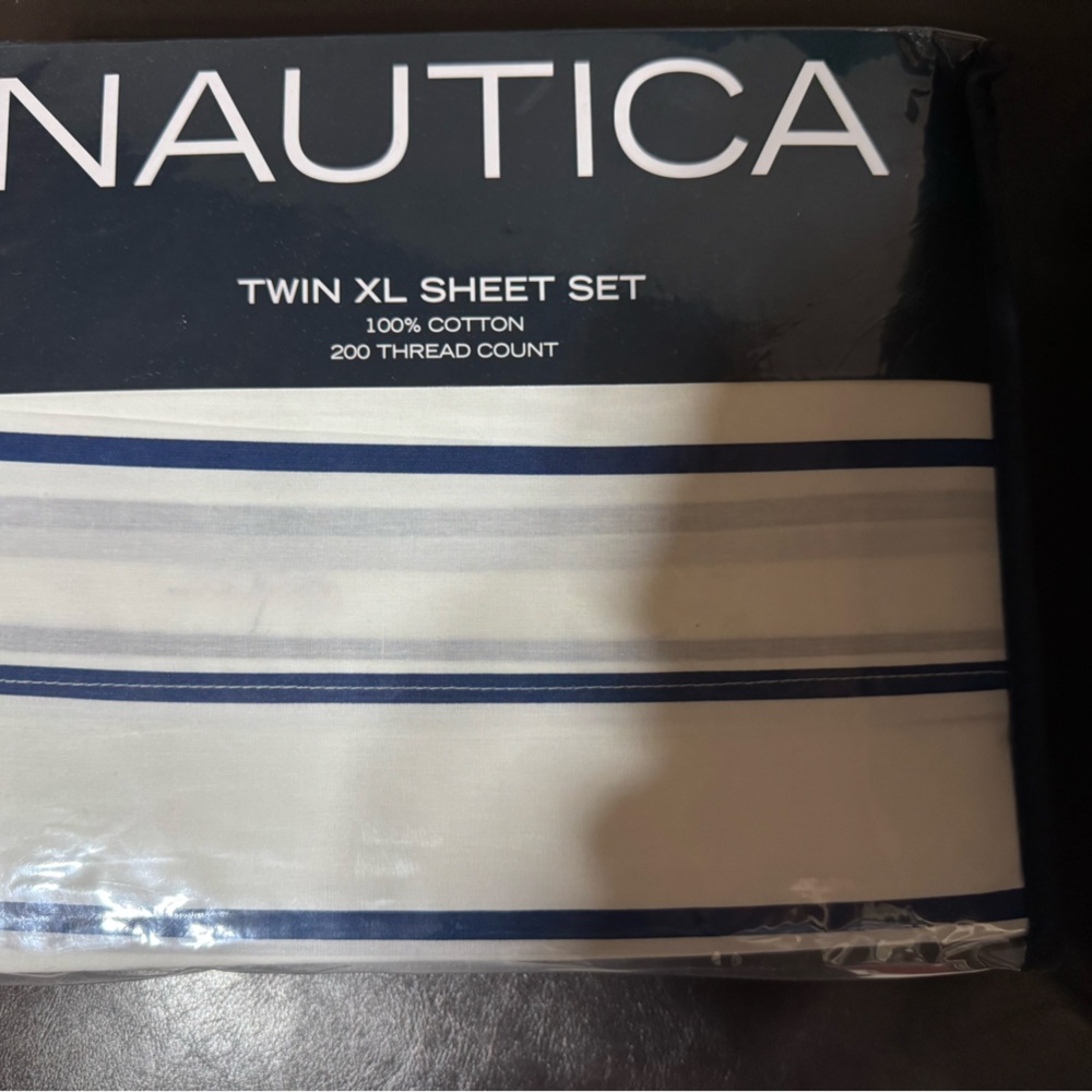 Nautica Twin XL Sheet Set with Blue Stripes
